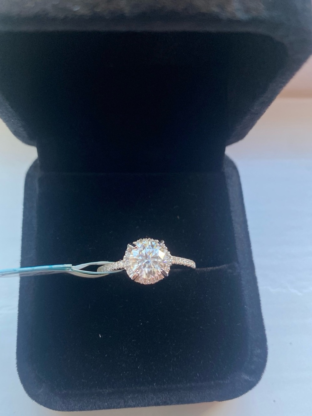 Classic Round Moissanite Halo Engagement Ring Size 8